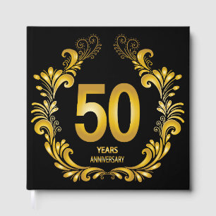50 Years Gold Glitter Anniversary Guest Book