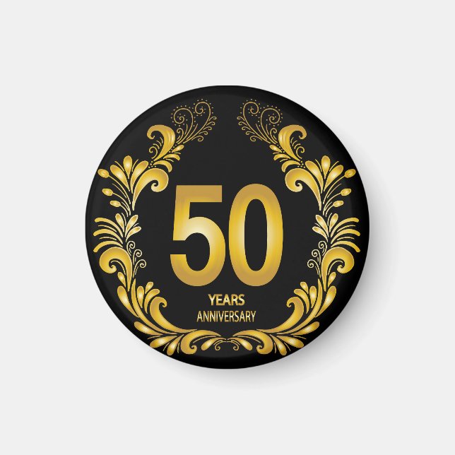 50 Years Gold Glitter Anniversary Magnet (Front)