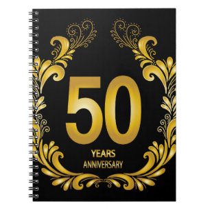 50 Years Gold Glitter Anniversary Notebook