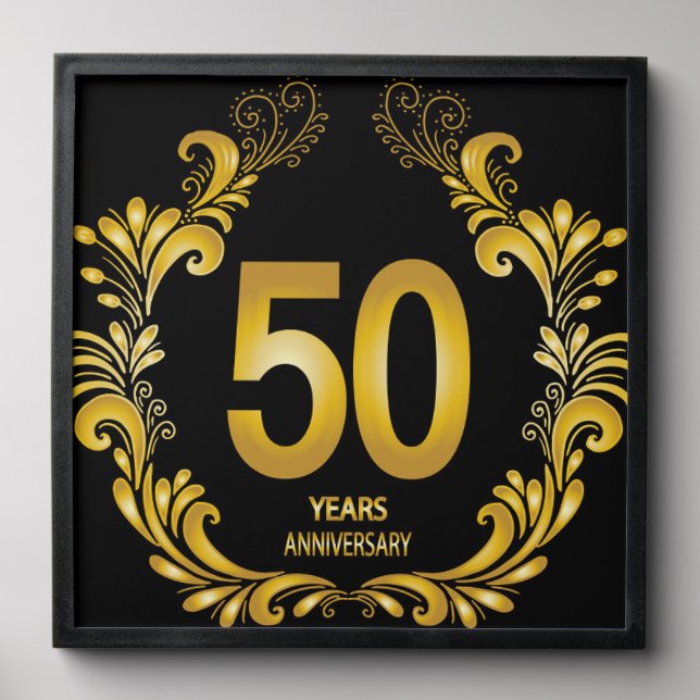 50 Years Gold Glitter Anniversary Peel And Stick Photo Tile (Front Set)