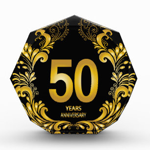 50 Years Gold Glitter Anniversary Photo Block