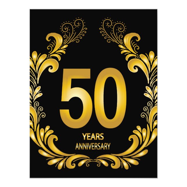 50 Years Gold Glitter Anniversary Photo Print (Front)