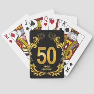 50 Years Gold Glitter Anniversary Poker Cards