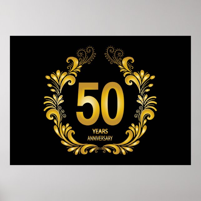 50 Years Gold Glitter Anniversary Poster (Front)