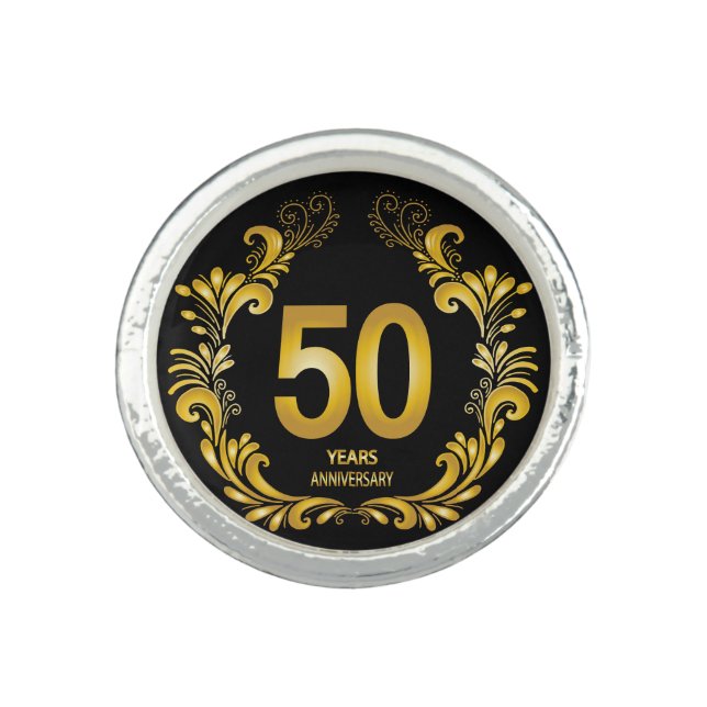 50 Years Gold Glitter Anniversary Ring (Front)