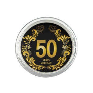 50 Years Gold Glitter Anniversary Ring