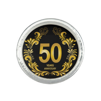 50 Years Gold Glitter Anniversary Ring