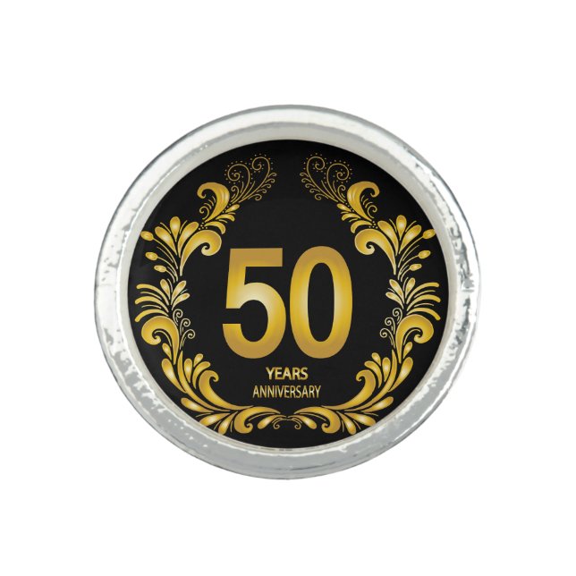 50 Years Gold Glitter Anniversary Ring (Front)