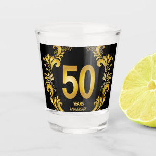 50 Years Gold Glitter Anniversary Shot Glass
