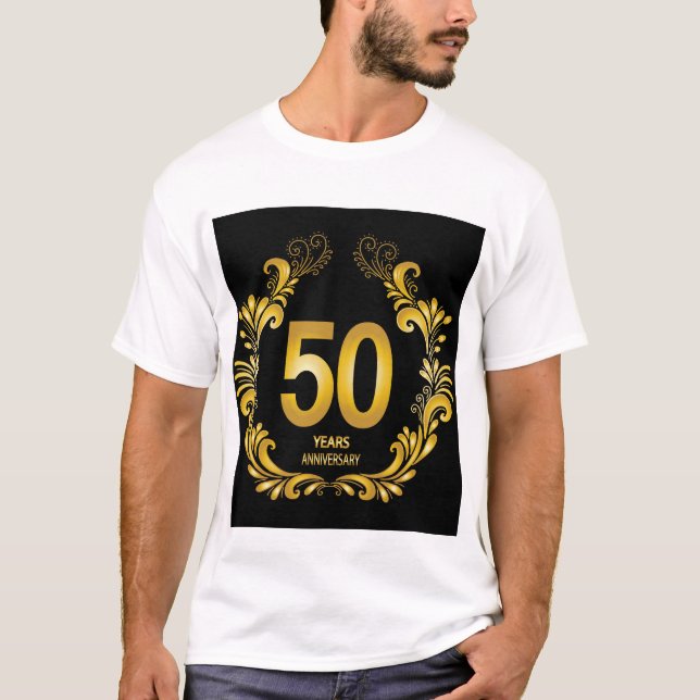 50 Years Gold Glitter Anniversary T-Shirt (Front)