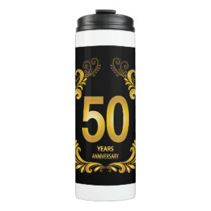 50 Years Gold Glitter Anniversary Thermal Tumbler