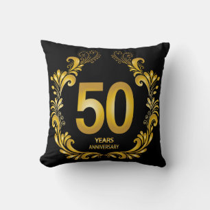 50 Years Gold Glitter Anniversary Throw Pillow