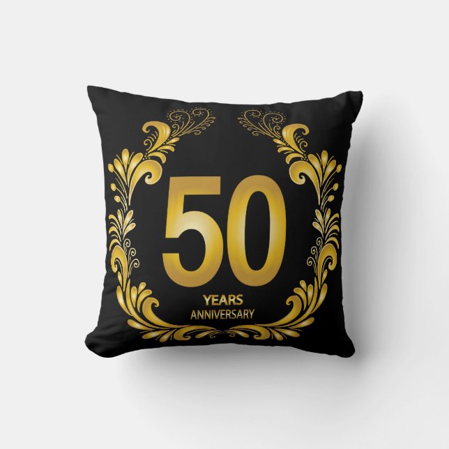 50 Years Gold Glitter Anniversary Throw Pillow (Front)