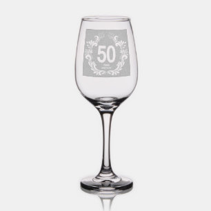 50 Years Gold Glitter Anniversary Wine Glass
