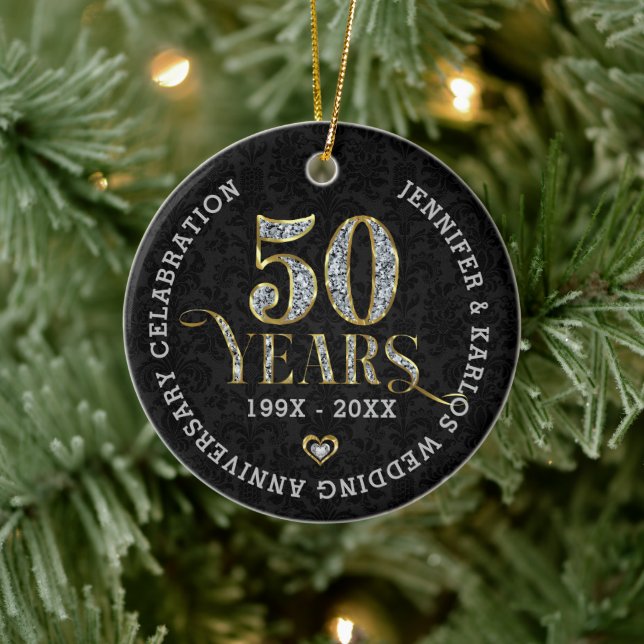 50 Years gold wedding Anniversary Ceramic Ornament (Tree)
