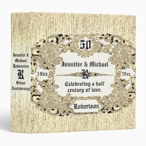 50 Years Gold Wedding Anniversary Monogram Binder