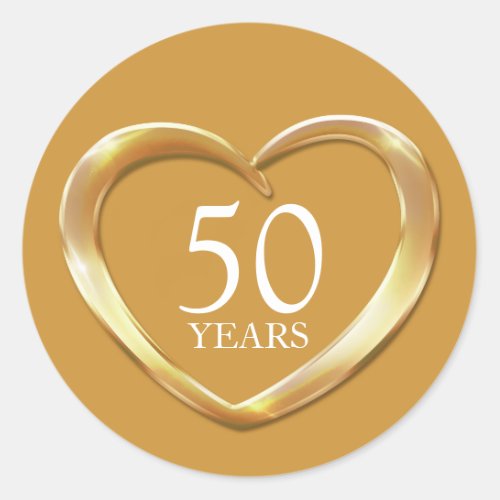 50 years golden anniversary heart sticker