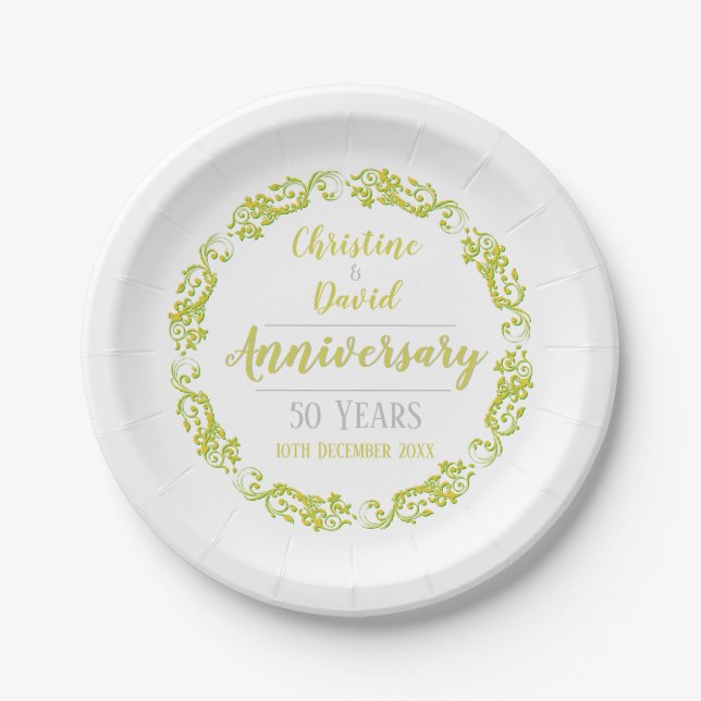 50 Years - Golden Wedding Anniversary Paper Plates (Front)