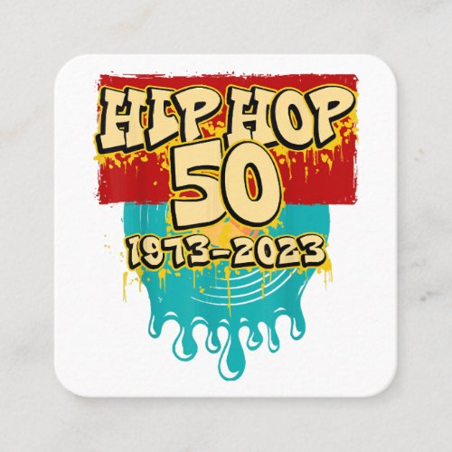 50 Years Hip Hop Vinyl Retro 50th Anniversary Cele Square Business Card
