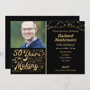 50 Years in the Making Black & Gold 50th Birthday Invitation