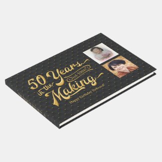 50 Years in the Making, Luxury Black/Gold Birthday Guest Book