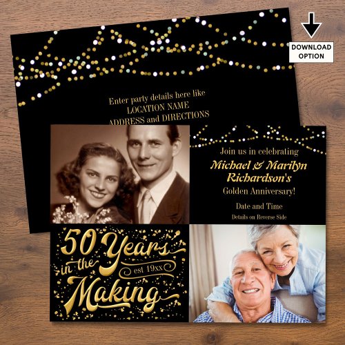 50 Years in the Making Then  Now Anniversary Invitation