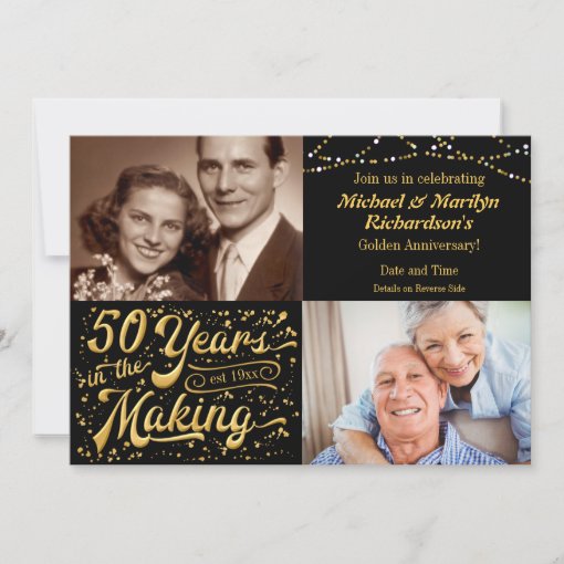 50 Years in the Making Then & Now Anniversary Invitation | Zazzle