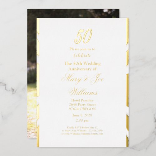 50 Years Jubilee Birthday 50th Wedding Anniversary Foil Invitation