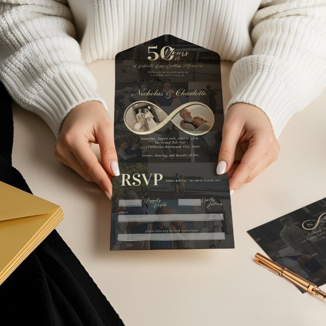 50 Years Love Infinity Photo Collage Anniversary All In One Invitation (50 Years Love Infinity Photo Collage Anniversary All In One Invitation)