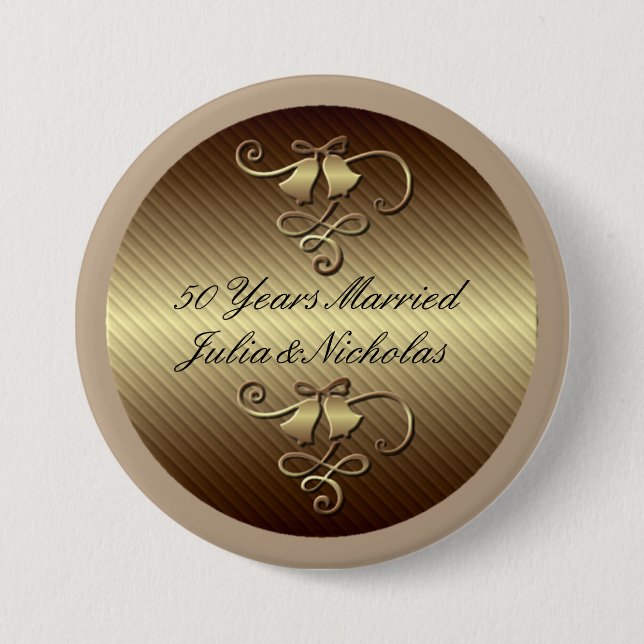 50 Years Married Gold Personalized Button (Front)
