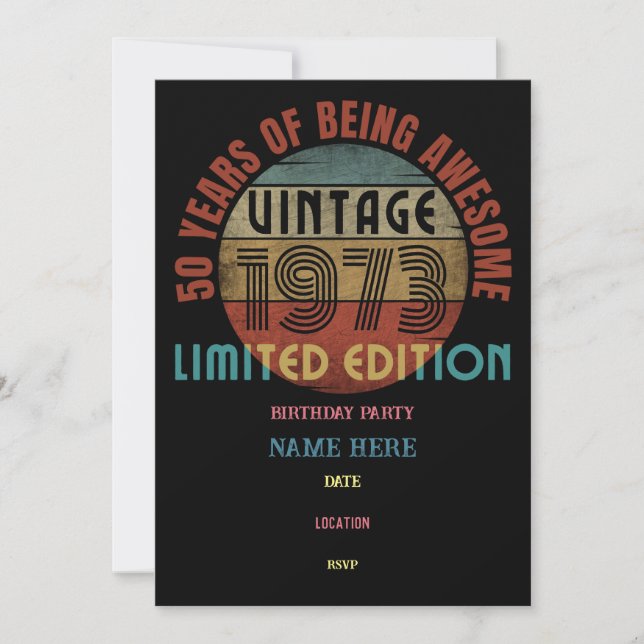50 years of being awesome customize birthday invitation (Front)