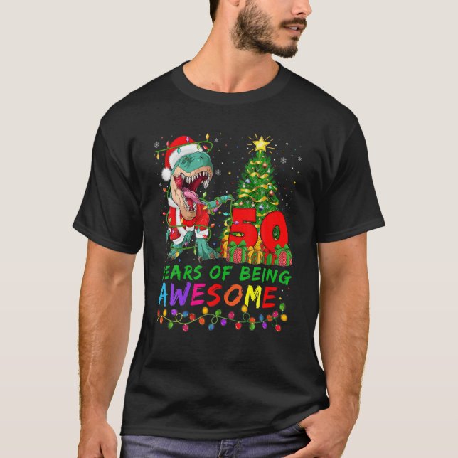 50 Years Of Being Awesome Dinosaur 50Th Birthday C T-Shirt (Front)