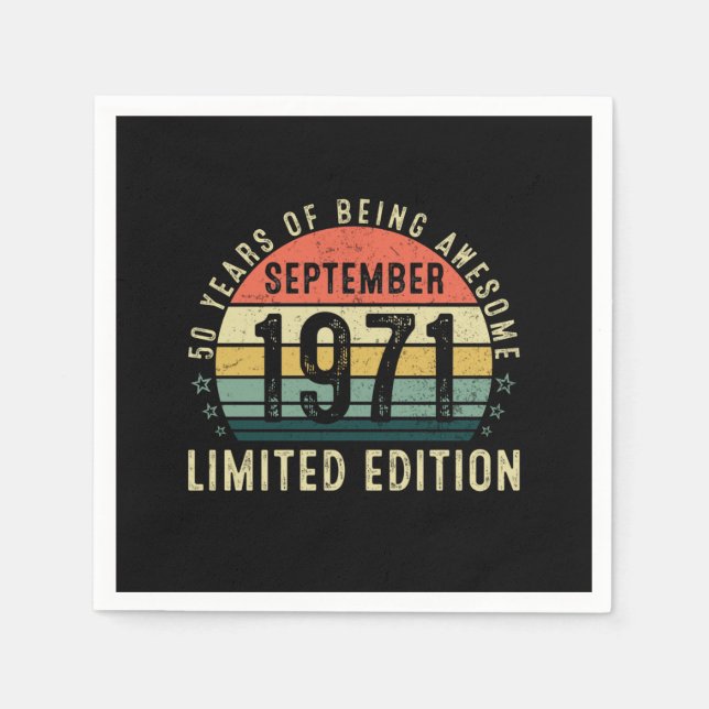 50 Years of being Awesome September Birthday Napkins (Front)