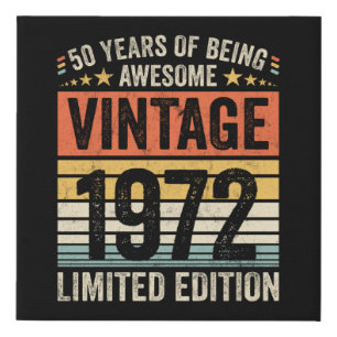 50 Years Of Being Awesome Vintage 1972 Faux Canvas Print