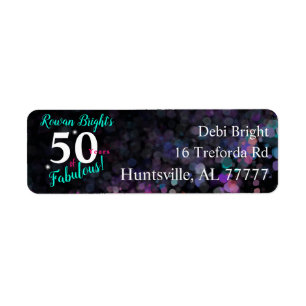 50 Years of fabulous elegant black glitter Label