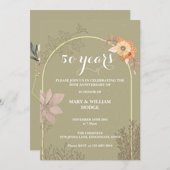 "50 Years of Forever: An Anniversary to Remember" Invitation (Front/Back)
