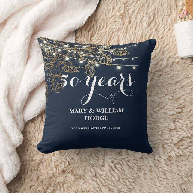 "50 Years of Forever: An Anniversary to Remember" Throw Pillow (Blanket)