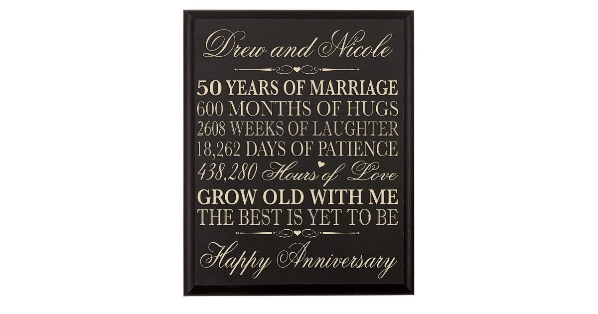 50 Years of Marriage Black 12x15 Wall Plaque | Zazzle