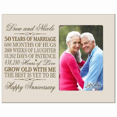 50 Years of Marriage Ivory Wooden Picture Frame
