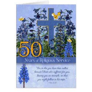 50 Years of Religious Service Larkspur Scripture Cards