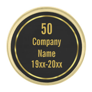 50 Years of Service Black and Gold Company Name Finish Lapel Pin
