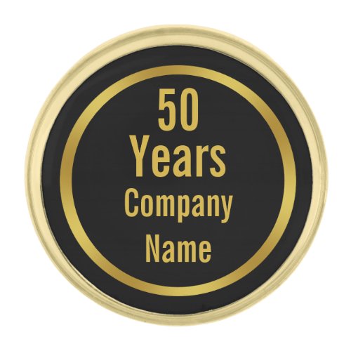50 Years of Service Black and Gold Employee Gold Finish Lapel Pin