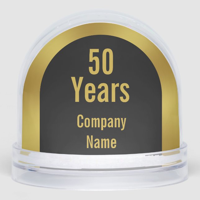 50 Years of Service Black and Gold Employee Snow Globe (Front)