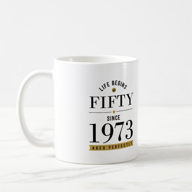50 Years Old 1973 50th Birthday T-Shirt Coffee Mug (Left)