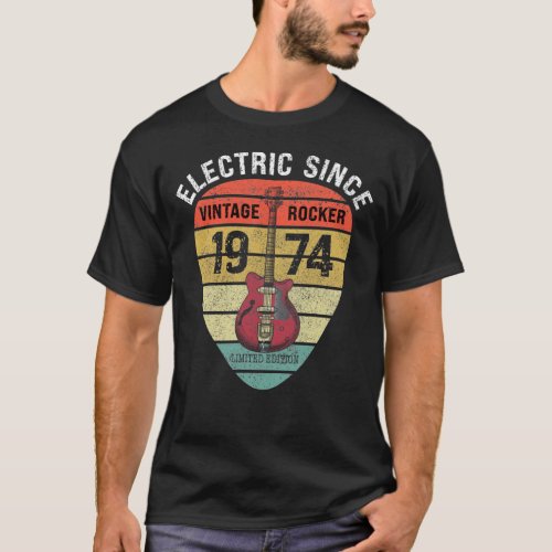 50 Years Old 1974 Limited Edition Vintage Guitar T_Shirt