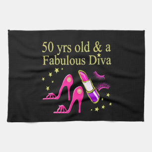 50 YEARS OLD AND A FABULOUS DIVA TOWEL
