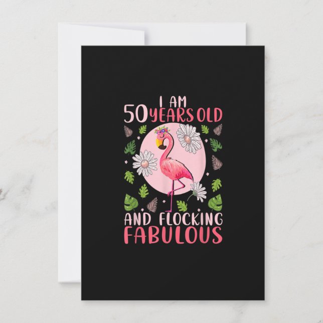 50 Years Old and Flocking Fabulous - Flamingo Love Invitation (Front)