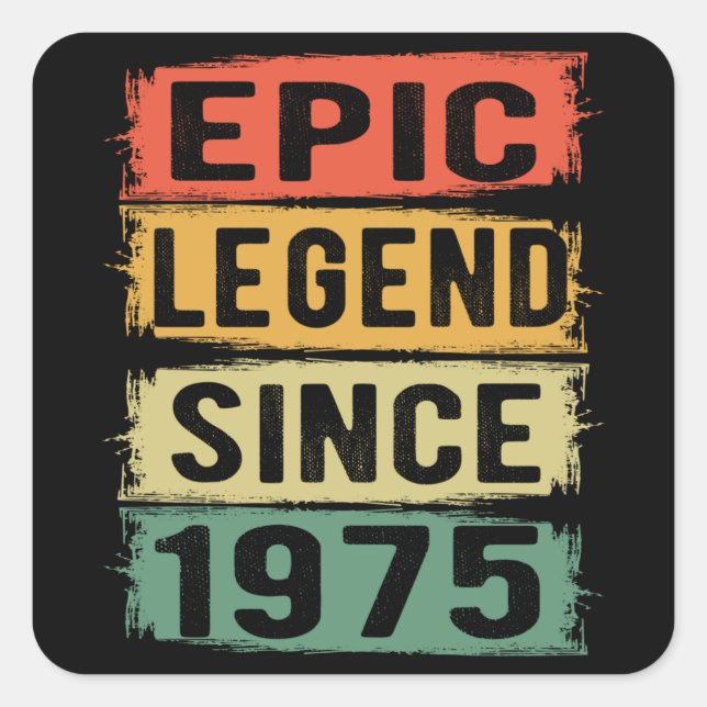 50 Years Old Bday 1975 Epic Legend 50th Birthday Square Sticker (Front)