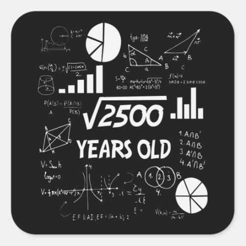 50 Years Old Bday Math Teacher 50th Birthday Gift Square Sticker