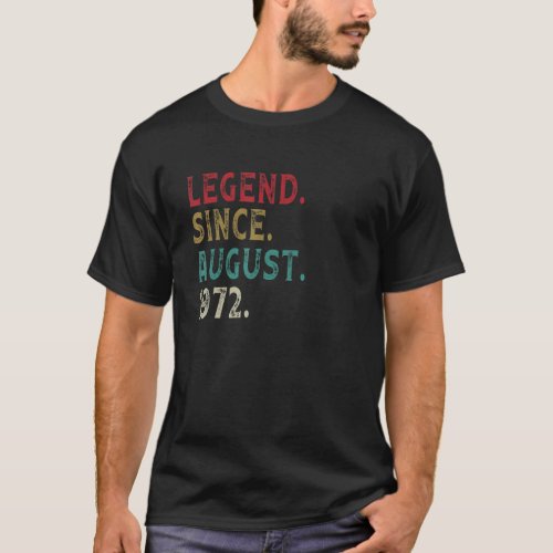 50 Years Old Bday  Vintage Legend Since August 197 T_Shirt